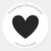 モダンスクリプト ブライダルシャワー ハート ラウンドシール (正面)