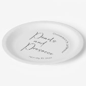 モダンスクリプト ブライダルシャワー パールとプロセッコ ペーパープレート (アングル)