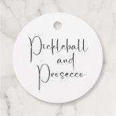 モダンスクリプト ブライダルシャワー ピックルボール & プロセッコ フェイバータグ (正面)