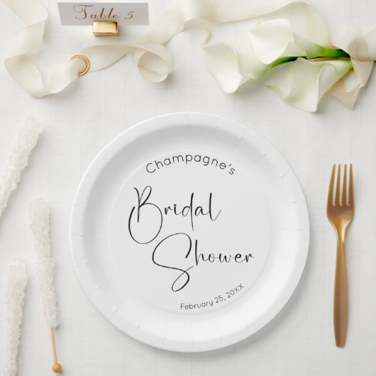 モダンスクリプト ブライダルシャワー ペーパープレート (ウェディング)