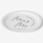 モダンスクリプト ブライダルシャワー ミス トゥ ミセス ペーパープレート (アングル)