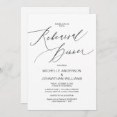 モダンスクリプト、ブラック、結婚式リハーサルディナー 招待状 (正面/裏面)