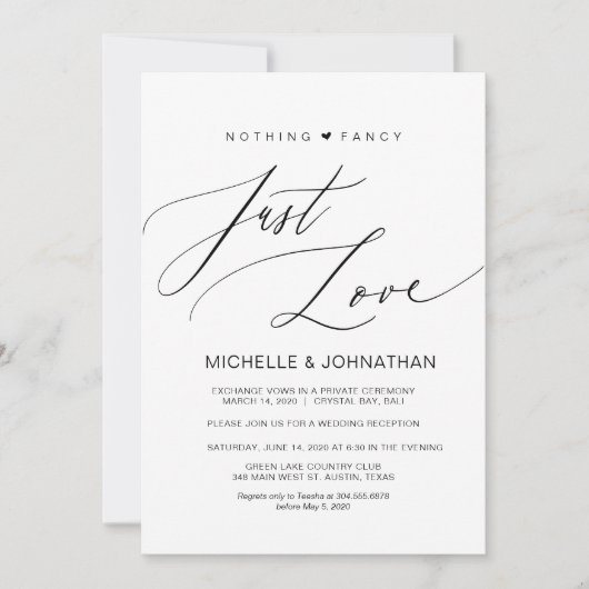 モダンスクリプト ブラック 結婚式前撮り・披露宴 招待状 (正面)