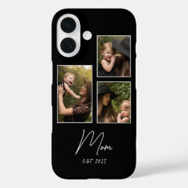 モダンスクリプト ブラック 3枚の写真 ママになった記念 iPhone 16ケース