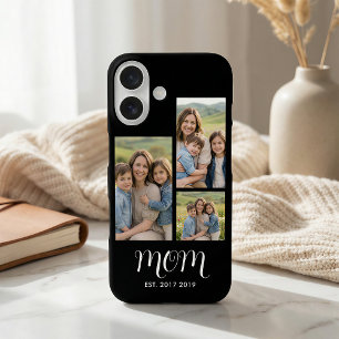 モダンスクリプト ブラック 3枚の写真 ママになった記念 iPhone 16ケース