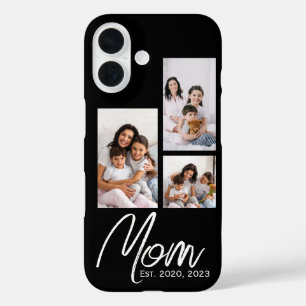 モダンスクリプト ブラック 3枚 写真ケース ママ iPhone 16ケース