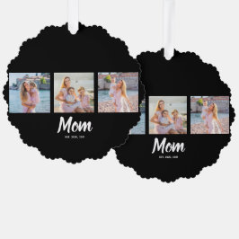 モダンスクリプト ブラック 3枚 写真 ママになりました オーナメントカード