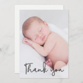 モダンスクリプト　ベイビー写真 誕生のお知らせ 案内状 (正面/裏面)