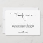 モダンスクリプト ベビーシャワー お礼カード 招待状 (正面)