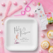 モダンスクリプト ペタルとプロセッコ ブライダルシャワー ペーパープレート (パーティー)