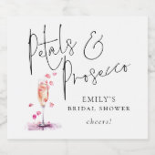 モダンスクリプト ペタルズ プロセッコ チェアーズ ブライダルシャワー スパークリングワインラベル (シングルラベル)