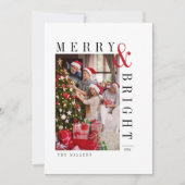 モダンスクリプト ホリデー ファミリー クリスマス フォト カード (正面)