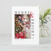 モダンスクリプト ホリデー ファミリー クリスマス フォト カード (スタンド正面)