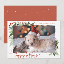 モダンスクリプト ボーホー グリー ネイティブ テラコッタ ラスト フォト シーズンカード