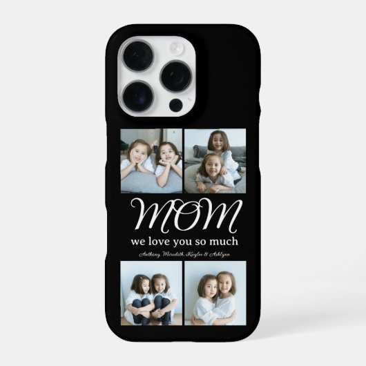 モダンスクリプト ママ 愛してる フォトコラージュ iPhoneケース (裏面)