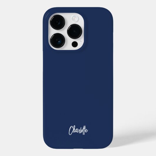 モダンスクリプト ミニマリスト ネイビーブルー 個別設定 Case-Mate iPhoneケース (裏面)
