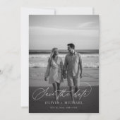 モダンスクリプト ミニマリスト 結婚式 写真 セーブザデート (正面)