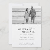 モダンスクリプト ミニマリスト 結婚式 写真 セーブザデート (裏面)