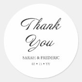 モダンスクリプト ミニマル カリグラフィー ホワイト ウェディング ラウンドシール (正面)