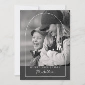 モダンスクリプト メリークリスマス アーチ フォト ホリデー シーズンカード (正面)