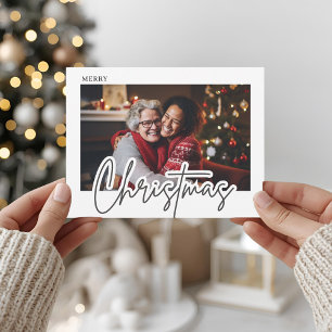 モダンスクリプト メリークリスマス 写真入り ポストカード