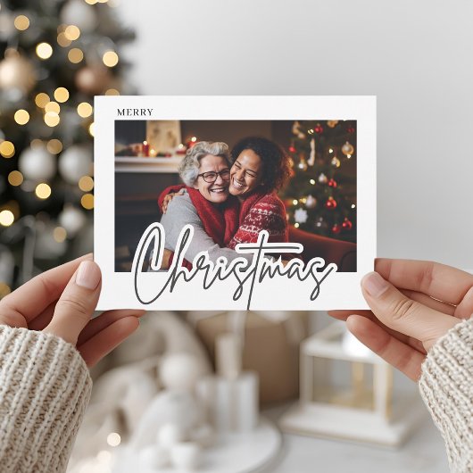 モダンスクリプト メリークリスマス 写真入り ポストカード