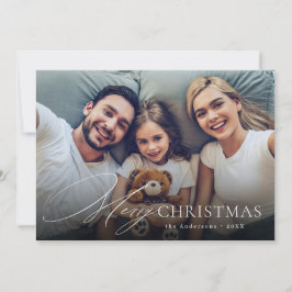 モダンスクリプト メリークリスマス 写真 ホリデーカード
