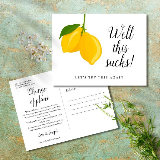 モダンスクリプト レモン 変更日 延期 ポストカード