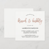 モダンスクリプト | ローズゴールドのブランチとバブル 招待状 (正面/裏面)