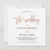 モダンスクリプト | ローズゴールドの結婚式招待状 招待状 (正面)