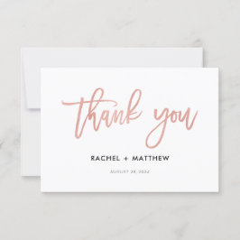 モダンスクリプト ローズゴールド グラム フラット サンクスカード サンキューカード