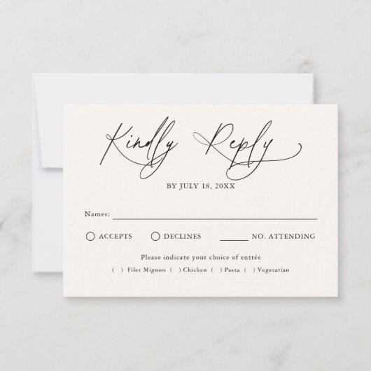 モダンスクリプト 伝統的な結婚式 RSVP (正面)