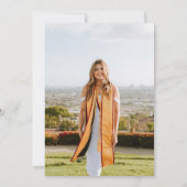 モダンスクリプト 卒業パーティー ゴールドハット 招待状 (裏面)