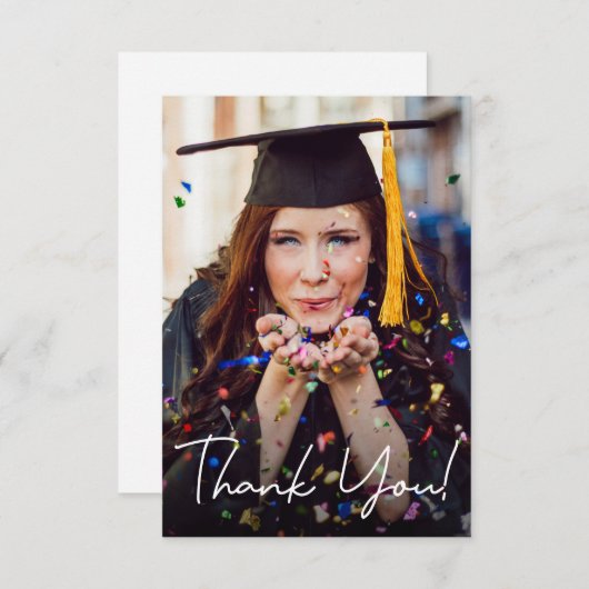 モダンスクリプト 卒業写真 オーダーメッセージ サンキューカード (正面/裏面)