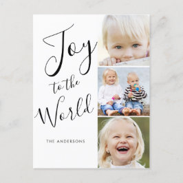 モダンスクリプト 喜びに満ちた世界 3枚の写真のコラージュ シーズンポストカード