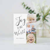 モダンスクリプト 喜びに満ちた世界 3枚の写真のコラージュ シーズンポストカード (スタンド正面)