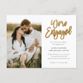 モダンスクリプト 恋人たち フォト 結婚式前パーティー インビテーションポストカード