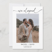 モダンスクリプト 私たちが出会った写真 ウェディング レセプション 招待状 (正面)