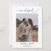 モダンスクリプト 私たちが出奔した フォト ウェディング レセプション 招待状 (裏面)