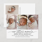 モダンスクリプト 私たちの小さな奇跡 出生写真 案内ポストカード (正面/裏面)