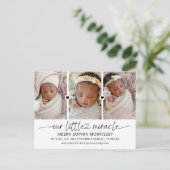 モダンスクリプト 私たちの小さな奇跡 出生写真 案内ポストカード (スタンド正面)