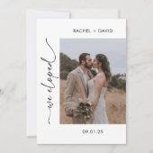 モダンスクリプト 私たち式場を飛び出して結婚しました フォトウェディング レセプション 招待状 (正面)