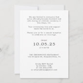 モダンスクリプト 私たち式場を飛び出して結婚しました フォトウェディング レセプション 招待状 (裏面)