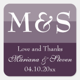 モダンスクリプト 紫色の結婚式 スクエアシール
