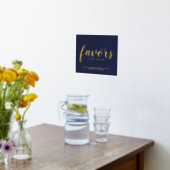 モダンスクリプト 結婚式の引き出物 ネイビーとゴールド 箔ポスター (レイダウン (キッチン))