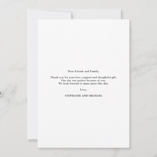 モダンスクリプト 結婚式当日の写真 感謝カード (裏面)