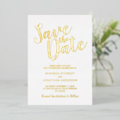 モダンスクリプト 結婚式 招待状 日時決定 ゴールド (立ち正面)