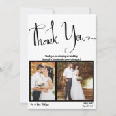 モダンスクリプト 黒白 フォト 絵 ありがとう 招待状 (正面)