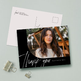 モダンスクリプト　１枚　黒　卒業　ありがとう ポストカード