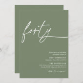 モダンスクリプト 40歳の誕生日パーティー招待状 招待状 (正面/裏面)